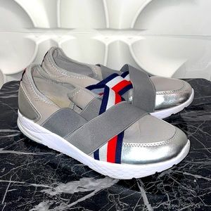 Tommy Hilfiger Grey Shoes With Blue, Red, & White slip ons womens size 7